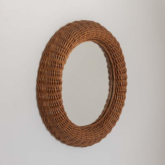 1960s 1960s French Wicker Circular Mirror For Sale - Image 5 of 10