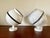 Pair of large white spotlights from the 1970s, eyeball design. Come from store stock, one is new, still in plastic, the...