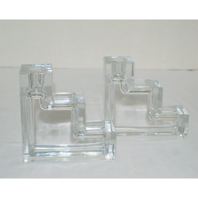 Wilber L. Orme Metropolitan Museum of Art Wilber Orme Architectural Glass Candlesticks - a Pair For Sale - Image 4 of 7