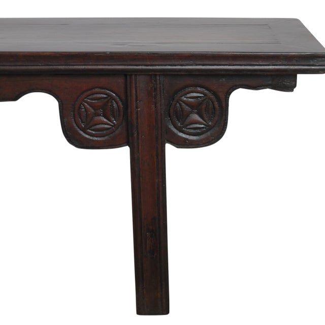 Lower Antique Chinese Console Table With Hand Carved Spandrels Chairish