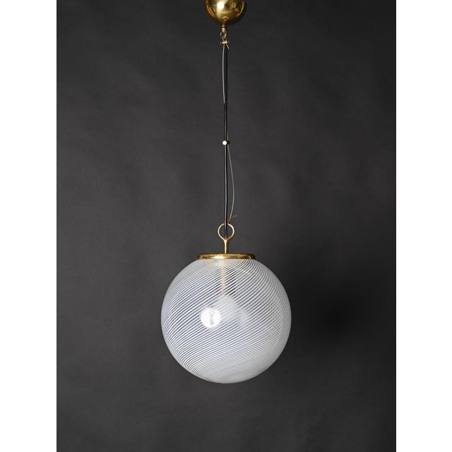Mid-Century Tessuto White and Crystal Murano Glass Chandelier from Venini, 1970s For Sale - Image 9 of 18