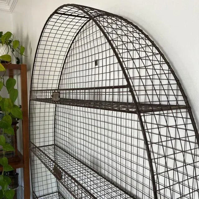 Vintage, Large, Oval Wall-Mounted Wire Shelf For Sale - Image 4 of 11