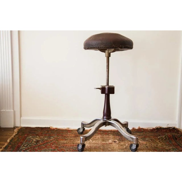 :: Rare and highly sought after vintage circa 1920s Shuron genothalmic stool that was likely used in a medical type of...