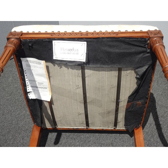 Vintage Traditional French White Silk Damask Accent Chair W Decor Nails For Sale - Image 12 of 13