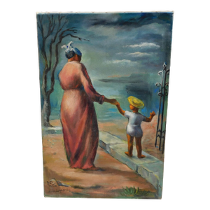 Mid 20th Century Lucille Leighton Oil Painting on Canvas , Important Chicago Modernist