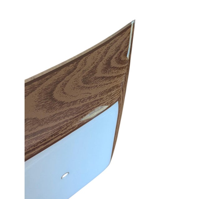 Mid Century Modern Light Fixture Faux Bois Glass Cover Shade Made by MOE Lighting Meant to use with a semi flush mount...