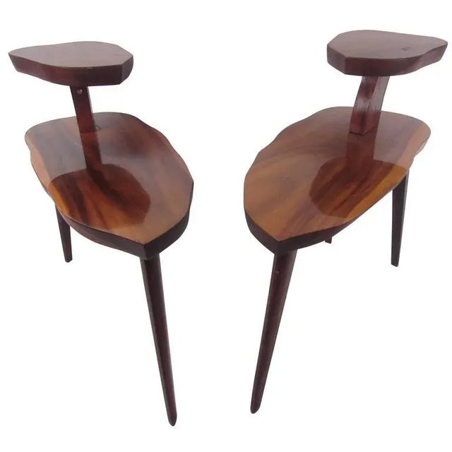 Brown 1970s Mid-Century Modern Free Edge End Tables For Sale - Image 8 of 8