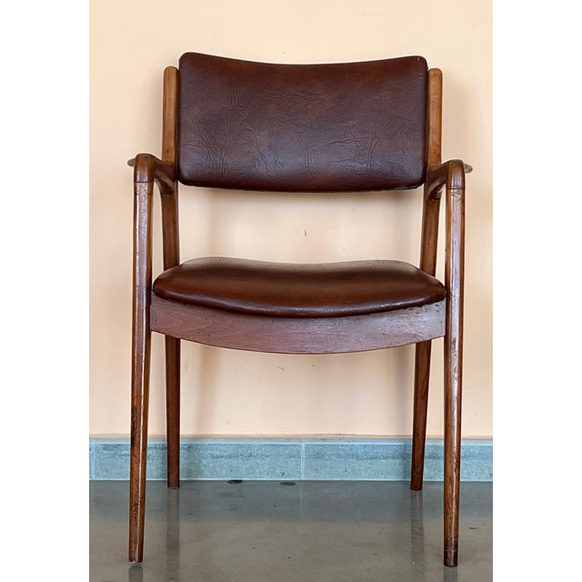 Modern Modern Teak and Brown Leather Armchairs in Erik Buch Style For Sale - Image 3 of 11