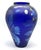 Mid-Century Modern Vintage MCM Fenton Favrene Iridescent Cobalt Blue Gold Flower Art Glass Vase For Sale - Image 3 of 6