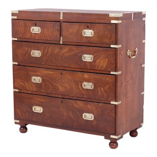 Antique Campaign Style Chest of Drawers or Dresser For Sale