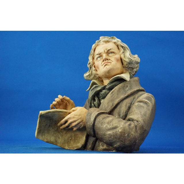 Ceramic Bust Sculpture of Composer Ludwig Beethoven by Antonio Borsato, Italy, 20th Century For Sale - Image 13 of 18