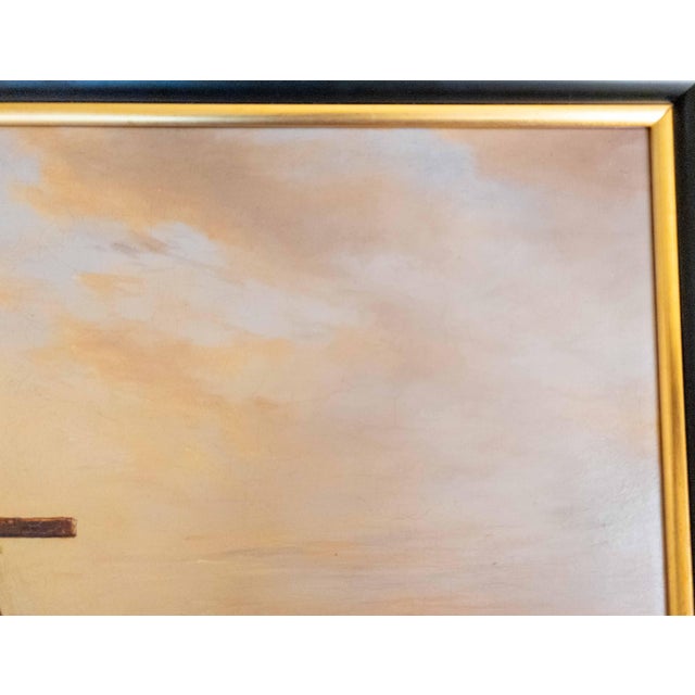 19th Century Dutch Luminist Old Master Style Oil Painting With Windmill For Sale - Image 10 of 18