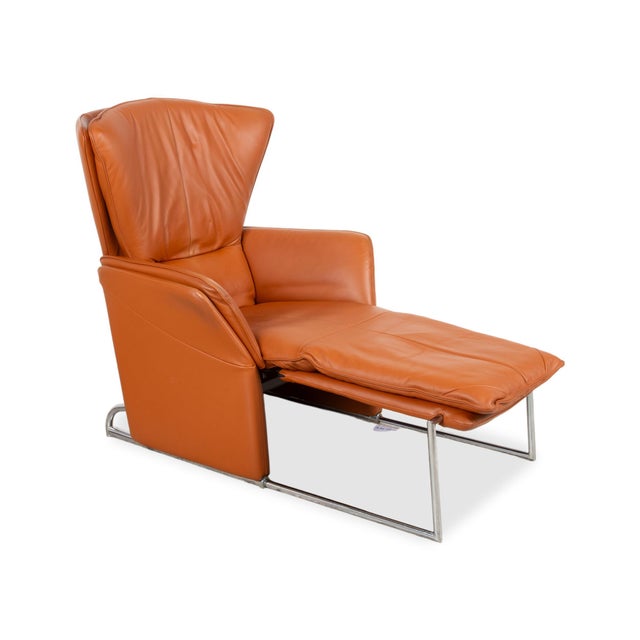 Unus Leather Chrome Armchair in Brown Cognac wirh Manual Function from FSM For Sale - Image 4 of 18