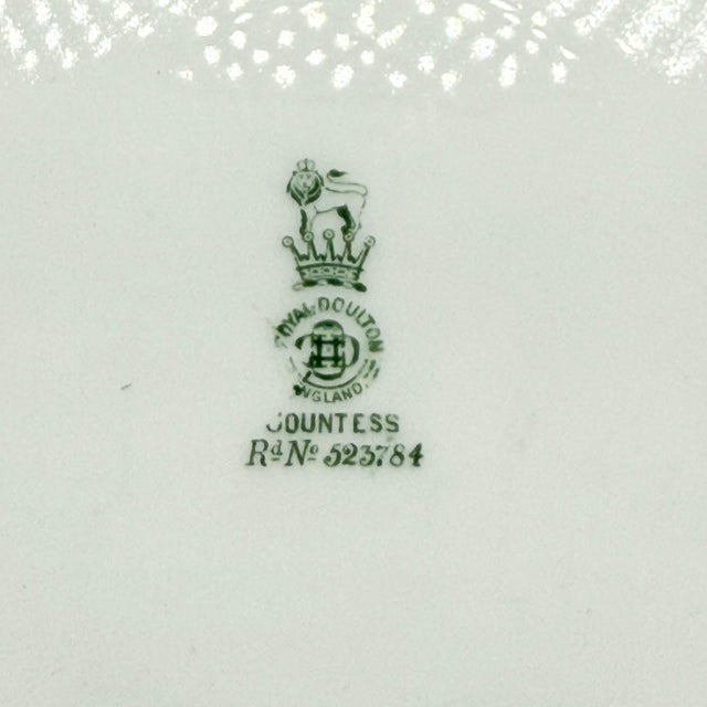 Early 20th Century Antique Royal Doulton Countess Green & Gold Luncheon Plates, Set of 4 For Sale - Image 5 of 12