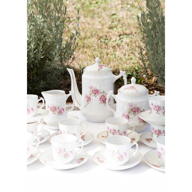 Antique French Porcelain Coffee Service for Ten People from Befos, 1880s, Set of 24 For Sale - Image 4 of 9