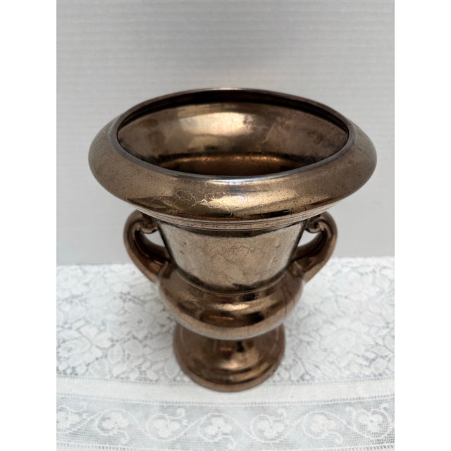 Farmhouse Vintage Bronze Toned Urn Shaped Vase or Vessel For Sale - Image 3 of 9