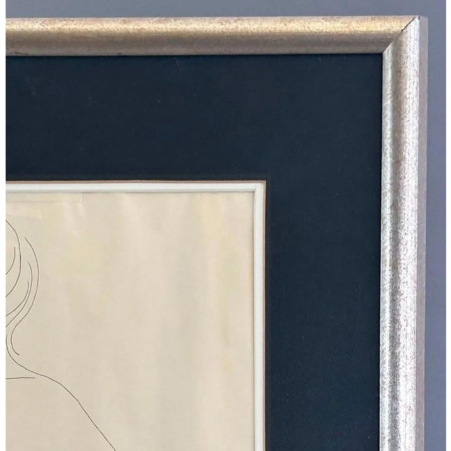 Wood 1950s Joseph Hirsch Signed Seated Nude Pen and Ink Drawing For Sale - Image 7 of 7