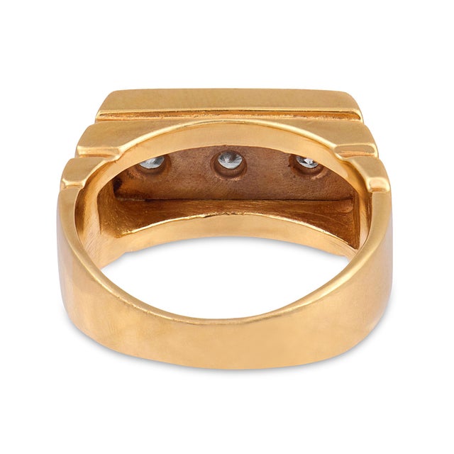 Vintage Diamond 14k Gold Two Tone Tank Ring, Size 7 For Sale In Los Angeles - Image 6 of 7