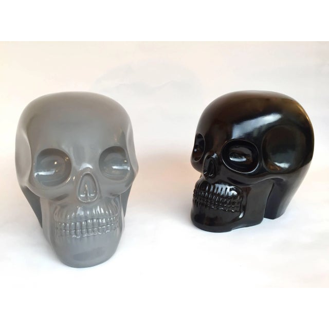Antonio Cagianelli Grey Ceramic Skull Stools- A Pair For Sale - Image 6 of 12