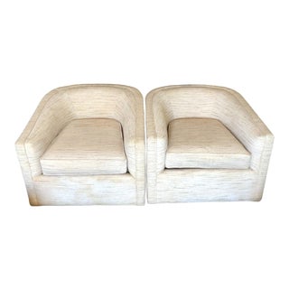 Vintage Mid-Century Swivel Barrel Chairs--A Pair For Sale