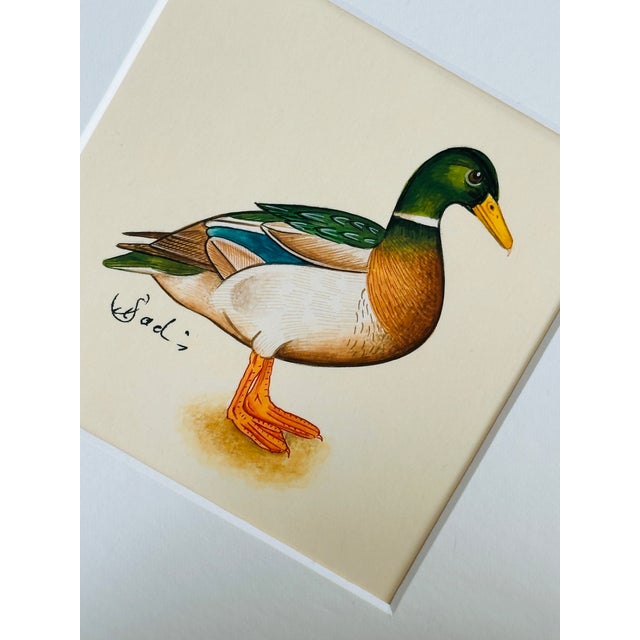 Hand-painted with acrylic paints and natural pigments using the softest, most delicate brushwork, this mallard is rich...