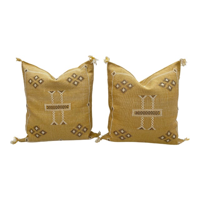 Handmade Cactus Silk Pillow Covers - a Pair For Sale