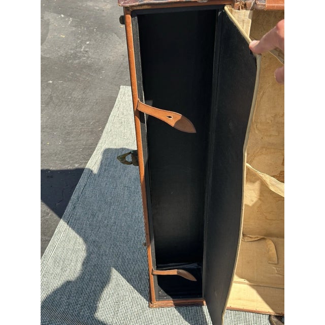 Orange Louis Vuitton Steamer Trunk Orange Vuittonite Canvas Antique Travel Wardrobe For Sale - Image 8 of 9