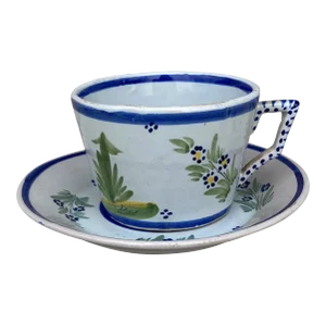 French Faience Cup & Saucer Henriot Quimper Circa 1900