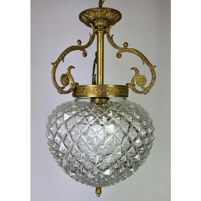 Vintage Ceiling Lamp Made Of Brass And Pressed Crystal Pendant Chandelier Amazing Wall or Ceiling Chandelier. A wall-...