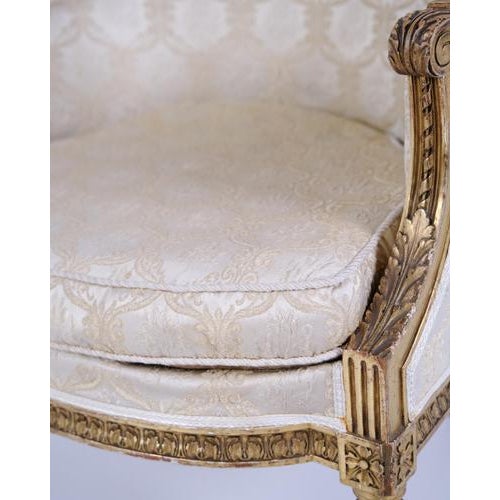 Bergère Armchair in Gilded Wood and Light Fabric, 1860 For Sale - Image 5 of 12