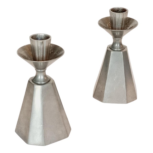 Vintage Swedish Candleholders in Pewter from Gab, 1962, Set of 2 For Sale