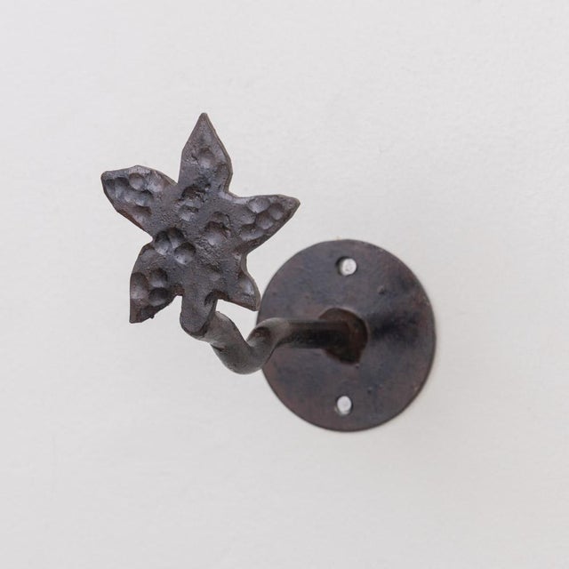 1950s 1950s Spanish Iron Flower Wall Hook For Sale - Image 5 of 11