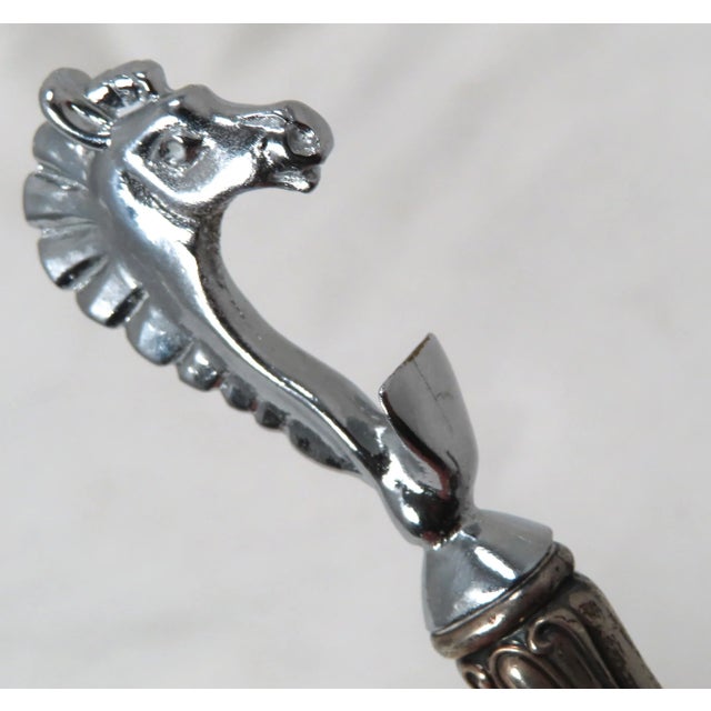 Vintage Retro Art Deco Horse Chrome Head Sterling Silver Handle Bottle Opener For Sale - Image 4 of 13