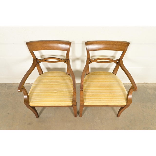 1960s Kindel Furniture Style Regency Carved Walnut Armchairs, Pair For Sale - Image 5 of 15