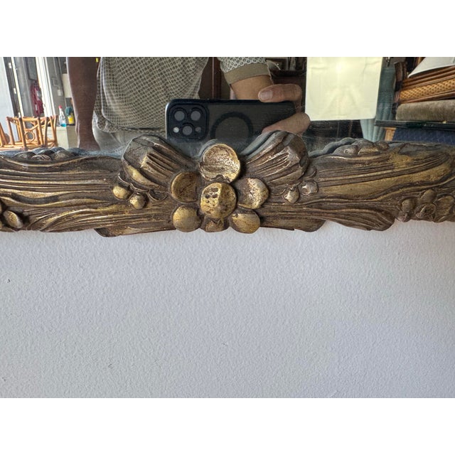 Gold 1970s Italian Hollywood Regency Carved Wood Wall Mirror For Sale - Image 8 of 12
