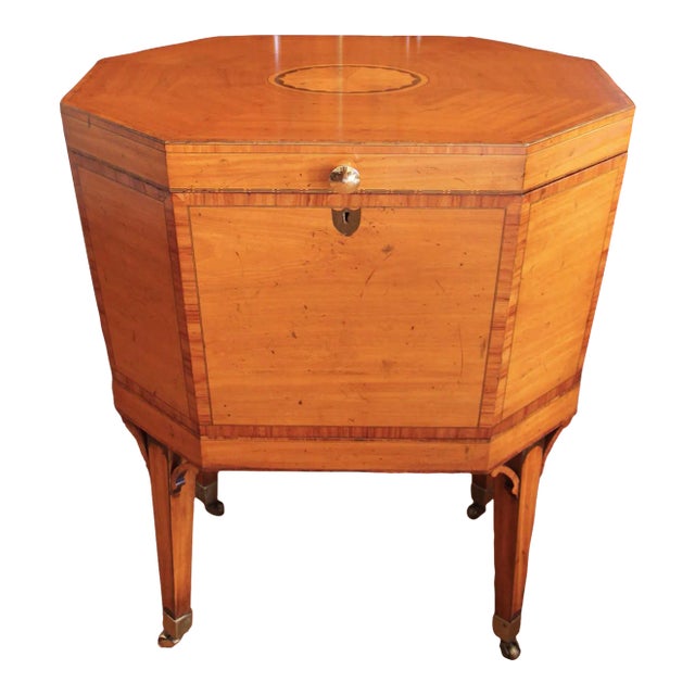Satinwood Georgian Marquetry Cellarette of Octagonal Form For Sale