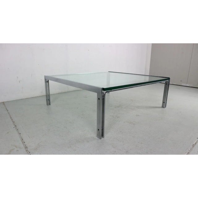 Metal Large Dutch Metaform Steel & Glass Coffee Table attributed to Hank Kwint, 1970 For Sale - Image 7 of 12