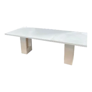 1980s Italian White Marble Dust Dining Table
