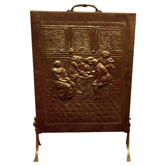 Vintage Brass Fire Screen, 1930 For Sale