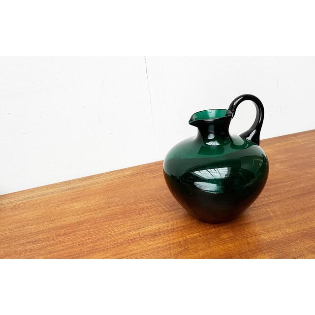 Art Deco German Green Glass Jug by Prof. Bruno Mauder for Zwiesel Theresienthal, 1930s For Sale - Image 6 of 15