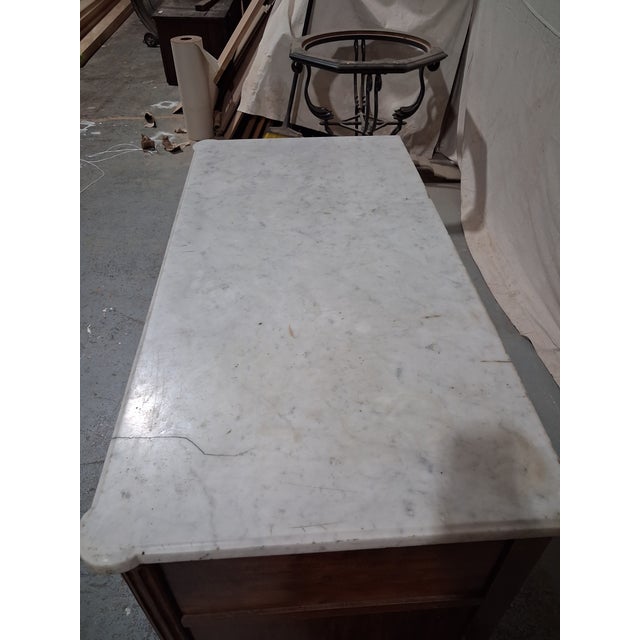 Late 18th Century Late 18th Century French Louis XVI Walnut Commode With Marble Top For Sale - Image 5 of 9