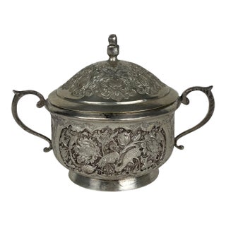 A Persian 84 Silver Handmade Sugar Bowl For Sale