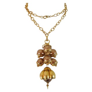 1980s Runway Cocoa Pearls Long Pendant Necklace For Sale