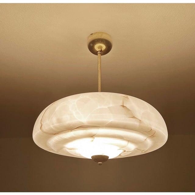 Art Deco Pendant Light in Amber Marble Glass, 1930s For Sale - Image 9 of 18
