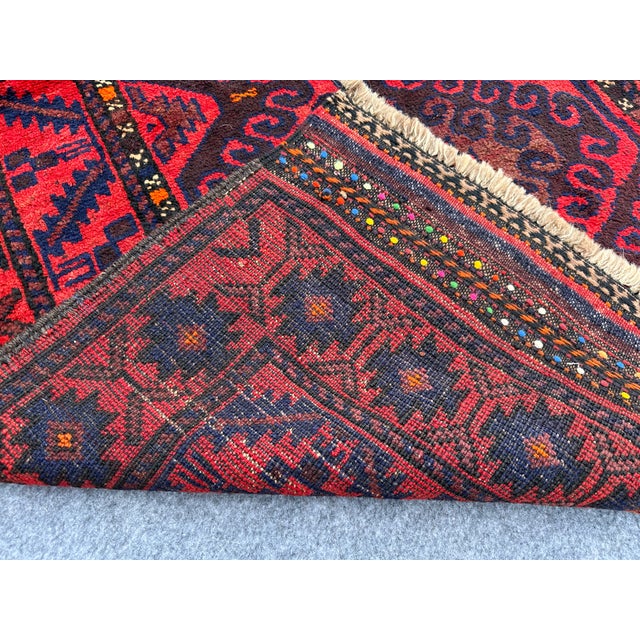 Vintage Baluch Afghan Rug, Hand Knotted Tribal Zanjiri Rug For Sale - Image 6 of 6