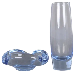 Vintage Glass Vase and Bowl by Per Lütken for Holmegaard, Set of 2