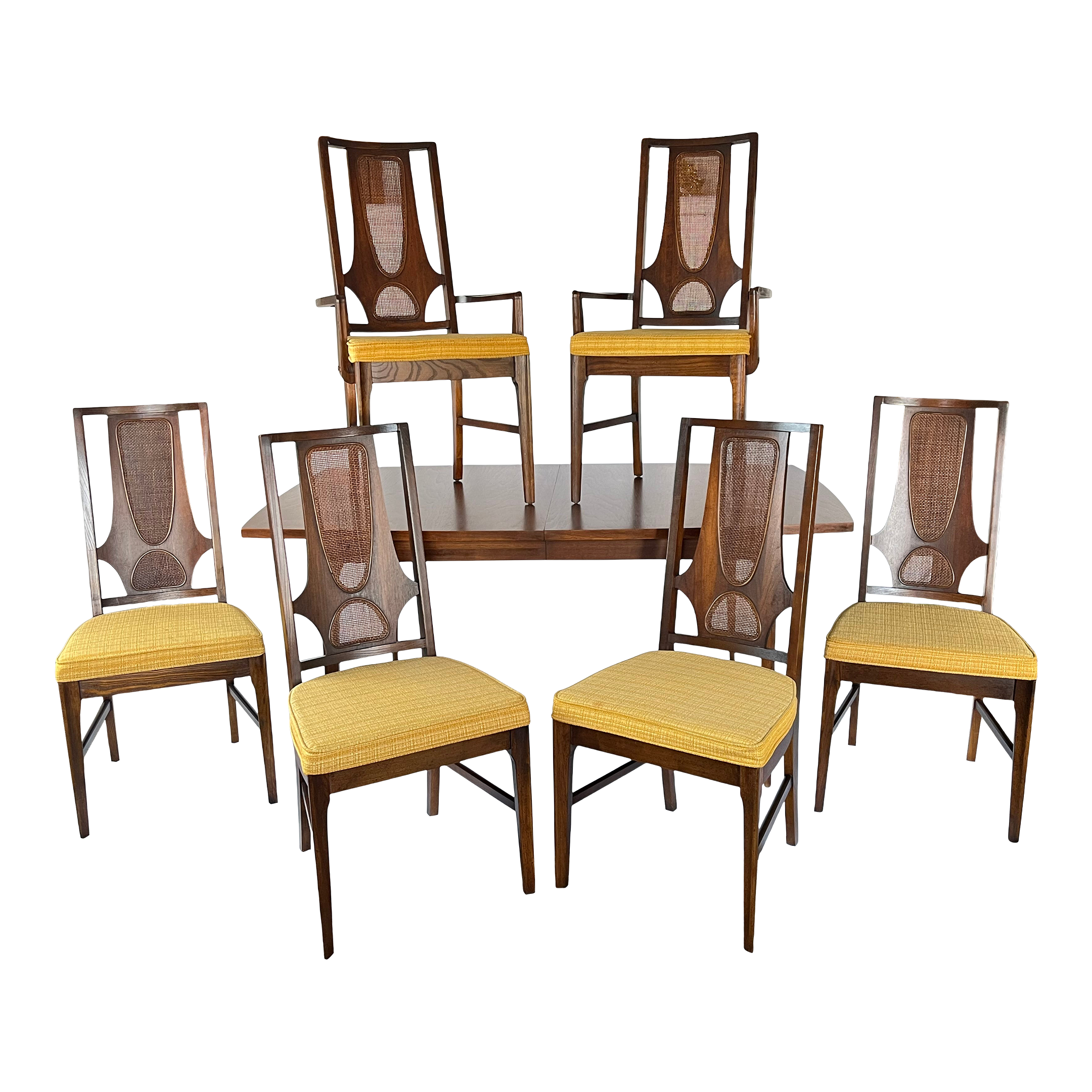 1960s Broyhill Brasilia Mid-Century Modern Dining Table & Six