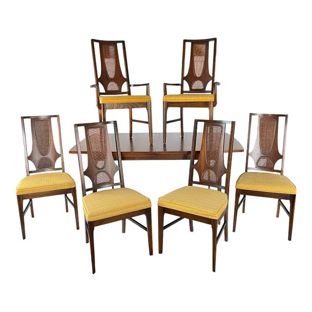1960s Broyhill Brasilia Mid-Century Modern Dining Table & Six Chairs For Sale