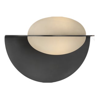 Kelly Wearstler for Visual Comfort Signature Fosse 9" Invertable Oval Sconce in Bronze with Alabaster For Sale