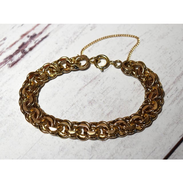 Vintage Heavy Gold Filled Chain Charm Bracelet For Sale - Image 12 of 15
